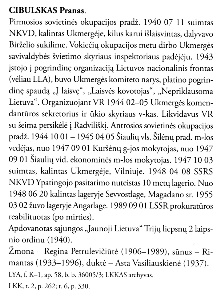 Pranas-Cibulskas „Lietuvos kariuomenės karininkai 1918–1953“, 9 t., 128 p.